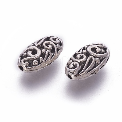 Oval Tibetan Style Alloy Filigree Beads PALLOY-J218-45AS-1