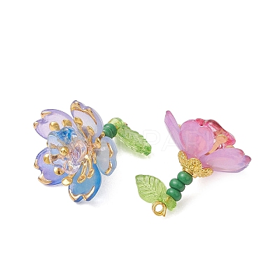 Acrylic & Glass Seed Beaded Pendants PALLOY-MZ01316-1