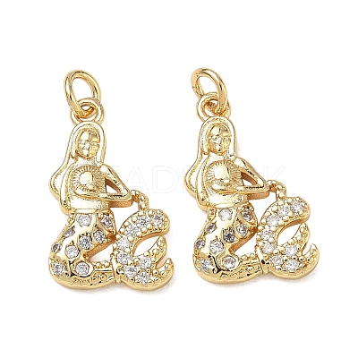 High Polished Ocean Brass Micro Pave Clear Cubic Zirconia Pendants CU-CBAF3CF-02A-01-1