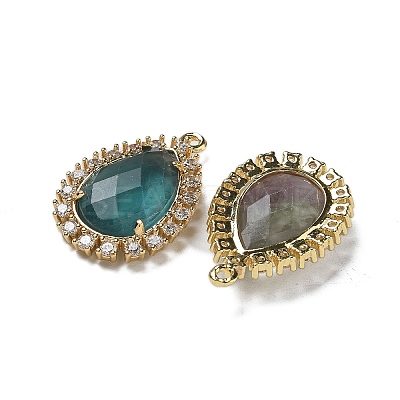 Natural Colorful Fluorite Faceted Teardrop Pendants G-I375-01G-01-1