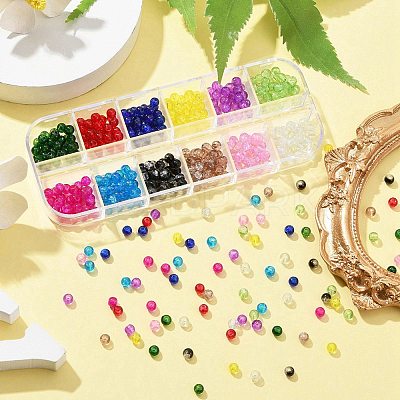 12 Colors Transparent Baking Paint Crackle Glass Beads CCG-FS0001-02B-1