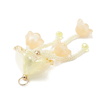 Glass Seed Beaded Jellyfish Big Pendants X-PALLOY-MZ01166-01-1