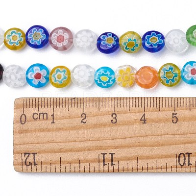 Flat Round Handmade Millefiori Glass Beads LK-R004-54-1