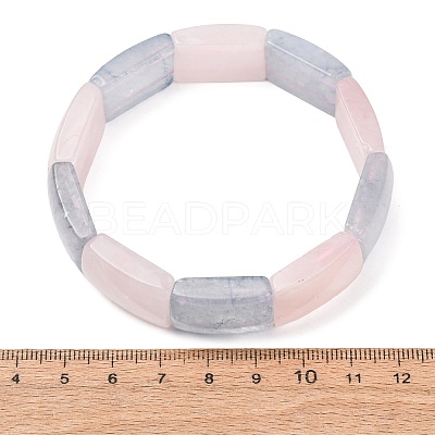 Rectangle Natural Rose Quaretz & Dyed White Jade Imitation Aquamarine Beaded Stretch Bracelets for Women Men GG-CBA9ACE-C05-1