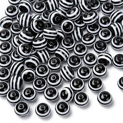 Round Striped Resin Beads RESI-R158-10mm-11-1