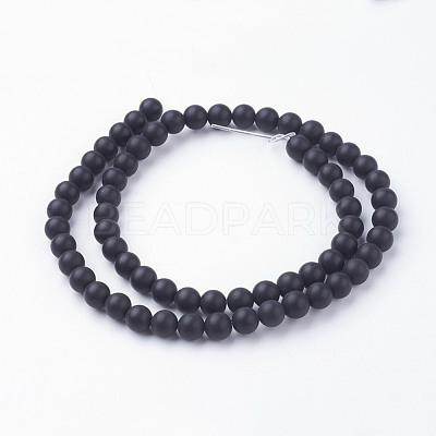 Natural Black Agate Bead Strands G-G735-60F-6mm-A-1