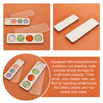 2Pcs 2 Styles 4/8 Slots Rectangle Wood Beads Display Case with Magnetic Lid ODIS-PH0001-73-1