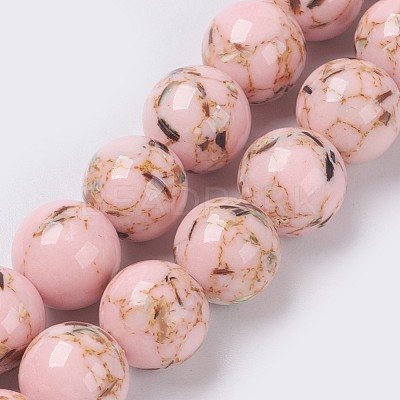 Sea Shell and Synthetic Turquoise Assembled Beads Strands G-G758-09-10mm-1