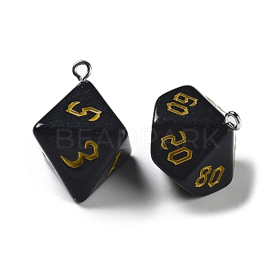 7 Styles Opaque Resin Polyhedral Dice Pendants Set RESI-A029-01C-1