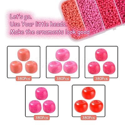 1900Pcs 5 Colors Baking Paint Glass Seed Beads SEED-YW0001-76A-1