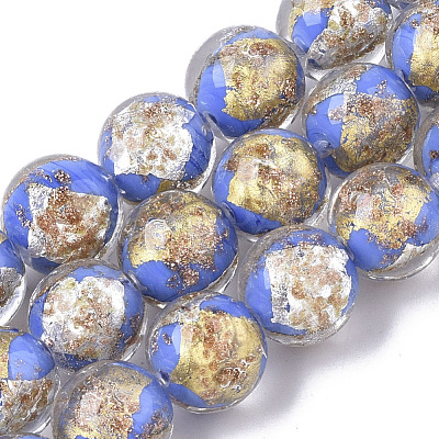 Handmade Gold Sand Lampwork Bead Strands FOIL-T003-01B-1