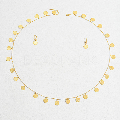 Vintage Brass Coin Charms Necklaces & Earrings Sets for Women UG1537-1