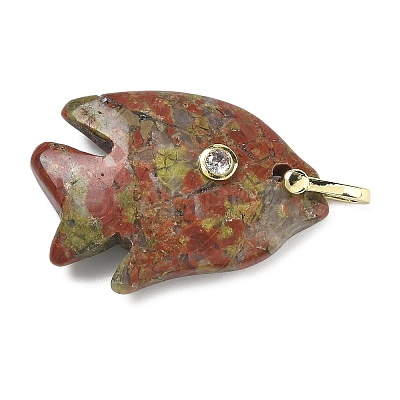 Natural Unakite Carved Pendants G-G460-01G-03-1