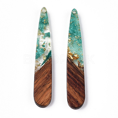 Transparent Resin & Walnut Wood Pendants RESI-N039-69B-1