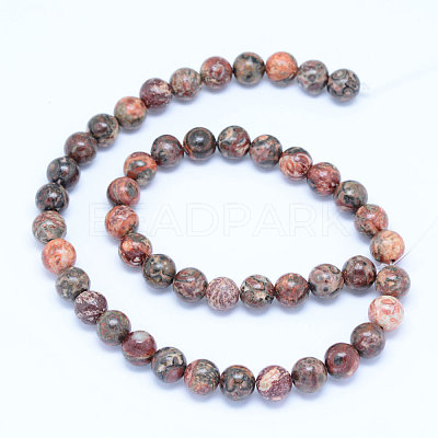 Natural Leopard Skin Jasper Beads Strands X-G-J358-05-8mm-1