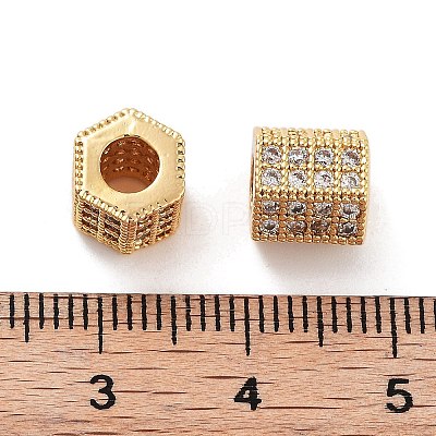 Column Brass Micro Pave Clear Cubic Zirconia Beads KK-S394-05D-1