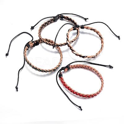 Adjustable Braided Leather Cord Bracelets BJEW-P099-21-1