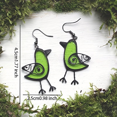 Bird Alloy Resin Dangle Earrings FS-WG8BC40-01-1