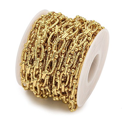 Ion Plating(IP) Handmade 304 Stainless Steel Oval Link Chains CHS-G038-04B-G-1