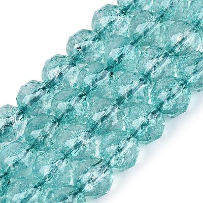 Crackle Transparent Glass Beads Strands GLAA-Q108-02A-04-1