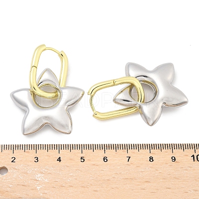 Star Brass Hoop Earrings for Women EJEW-U057-06C-04GP-1