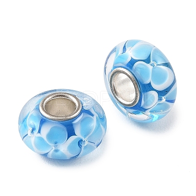 Lampwork & Brass Core European Beads LAMP-P019-01P-21-1