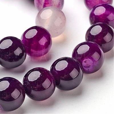 Natural Striped Agate/Banded Agate Beads Strands G-D845-01A-10mm-1