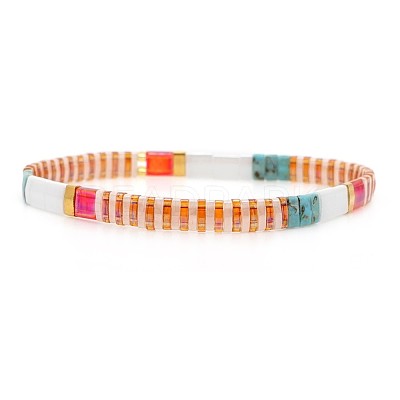 Bohemian Glass Seed Beaded Stretch Bracelets JM4508-47-1