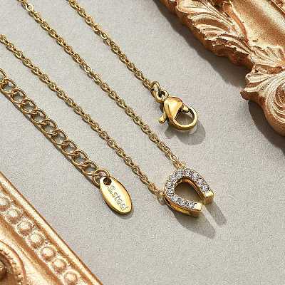 304 Stainless Steel Crystal Rhinestone Pendant Cable Chain Necklaces for Women NJEW-C062-01B-G-1