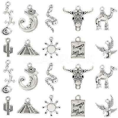 50Pcs 10 Style Tibetan Style Alloy Pendants FIND-CJ0001-60-1