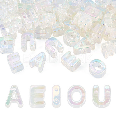 50Pcs 5 Styles UV Plating Rainbow Iridescent Acrylic Beads OACR-TA0004-67G-1