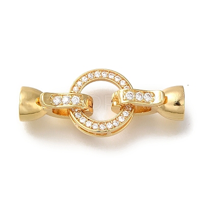 Brass Micro Pave Clear Cubic Zirconia Fold Over Clasps KK-H480-29G-1