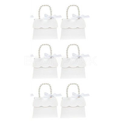 Trapezoid Paper Gift Box with Plastic Imitation Pearl Handles CON-WH0092-65A-1