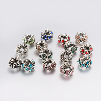 Tibetan Style Alloy Rhinestone European Beads PALLOY-F200-04-1