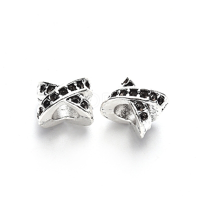 Tibetan Style Alloy European Bead Rhinestone Settings TIBE-N006-138AS-LF-1
