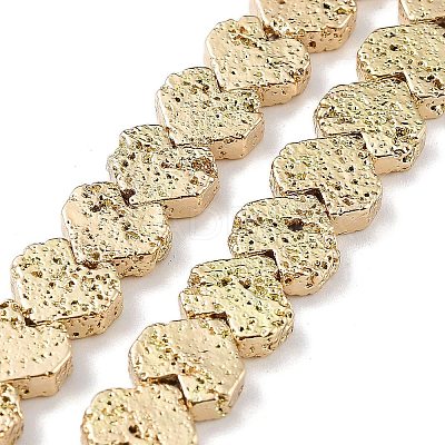 Electroplated Natural Lava Rock Beads Strands G-H303-A09-LG-1