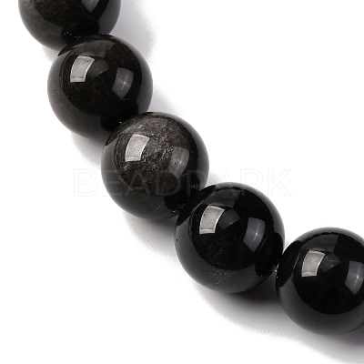 Natural Silver Sheen Obsidian Beads Strands G-F808-C01-16mm-1