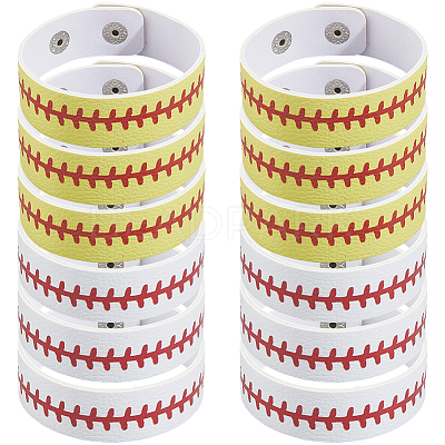 20Pcs 2 Styles Leather Wide Cord Bracelet with Snap Button for Men Women GUQI-CL0001-02B-1