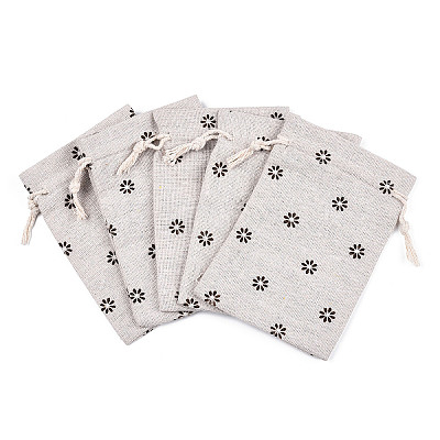 Polycotton(Polyester Cotton) Packing Pouches Drawstring Bags ABAG-T004-10x14-13-1