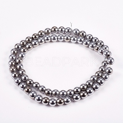 Electroplate Non-magnetic Synthetic Hematite Beads Strands G-J169A-6mm-02-1