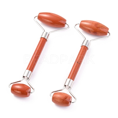 Natural Red Jasper Brass Face Massager MRMJ-G009-44P-1