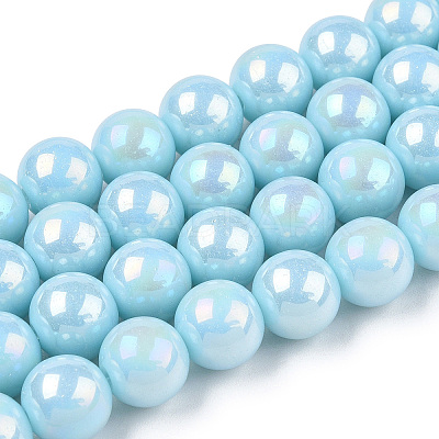 Electroplate Opaque Glass Beads Strands GLAA-T032-P10mm-AB10-1