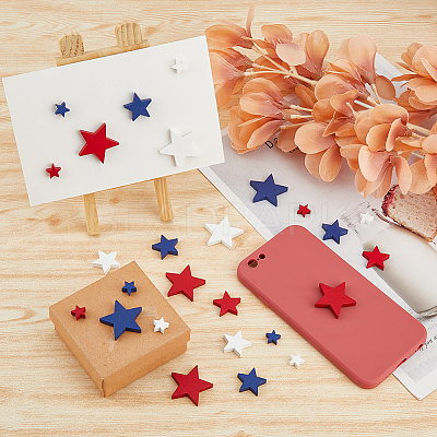 1 Bag Independence Day Theme Maple Wood Cabochons WOOD-FH0002-12-1