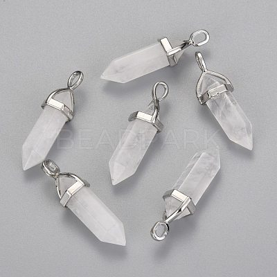 Natural Quartz Crystal Double Terminated Pointed Pendants G-F295-04G-1