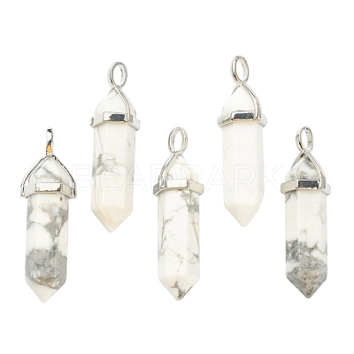 Natural Howlite Pointed Pendants G-M378-01P-A38-1