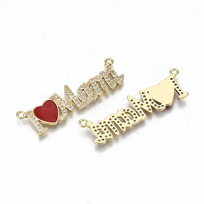 Real 16K Gold Plated Brass Micro Pave Clear Cubic Zirconia Pendant Link ZIRC-S067-208-NF-1
