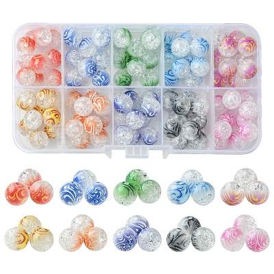 100Pcs 10 Colors Two Tone Spray Painted Crackle Acrylic Beads DIY-FS0006-73-1