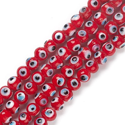 Handmade Evil Eye Lampwork Bead Strands LAMP-M015-02A-1