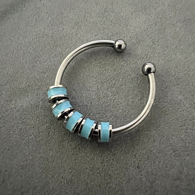 304 Stainless Steel Enamel Disc Beaded Adjustable Open Rings FS-WGAD8B0-04-1