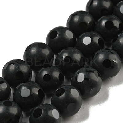 Natural Black Onyx Round Bead Strands G-L271-02-10mm-1